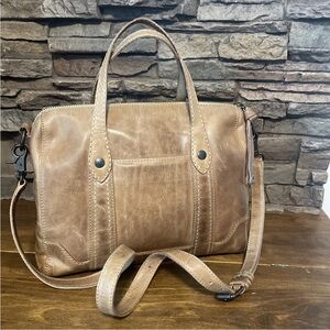 Frye Melissa Double Handle Satchel -BEIGE- Distressed Leather $348